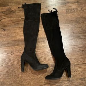 Stuart Weizmann Black Suede Thigh a high Boots SZ 8